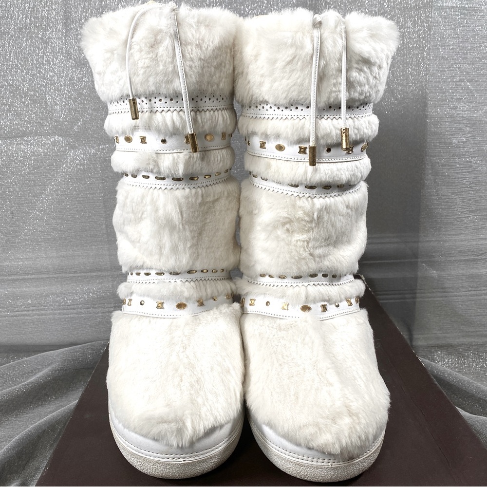 ✨HP✨AUTH CELINE MOON BOOTS Leather & Rabbit Fur EUC 38-40 - Picture 4 of 17